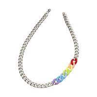Fashion Simple Geometric Hollow Chain Colorful Stitching Titanium Steel Necklace main image 6
