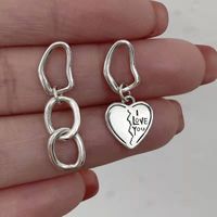 Retro Heart Shaped Asymmetric Jewelry Simple Ring Buckle Heart Alloy Earring main image 4