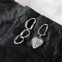 Retro Heart Shaped Asymmetric Jewelry Simple Ring Buckle Heart Alloy Earring main image 5