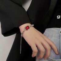 Fashion Simple Ruby Titanium Steel Women Hip-hop Punk Hand Jewelry main image 2