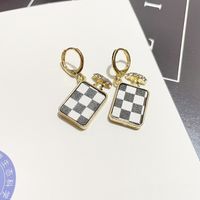 Fashion Perfume Bottle Checkerboard Drop Earrings Wholesale main image 1