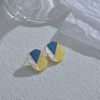 New Simple Geometric Contrast Color Acetate Female Fashion Square Retro Alloy Earrings main image 4