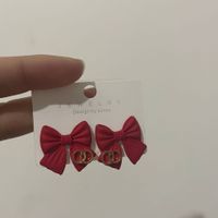 Fashion Cute Black Bow Retro New Alloy Earrings Female main image 5