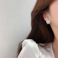 Fashion Retro Simple Pearl Female New Flower Simple Alloy Earrings main image 3