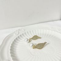 Fashion Pearl Diamond Earrings Simple Wing-shaped Alloy Earrings main image 6
