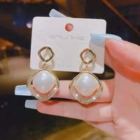 Fashion Three-dimensional Double-layer Heart-shaped Pearl Alloy Earrings main image 6