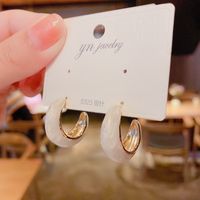 Simple Solid Color C-shaped Oil Drop Earrings Fashion Alloy Earrings main image 3