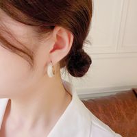 Simple Solid Color C-shaped Oil Drop Earrings Fashion Alloy Earrings main image 4