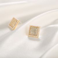 Fashion New Square Cute Pearl Simple Style Alloy Earrings main image 4