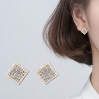 Fashion New Square Cute Pearl Simple Style Alloy Earrings main image 1