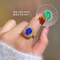 Real Gold Electroplating Open Ring With Warm Stone Copper Index Finger Ring main image 1