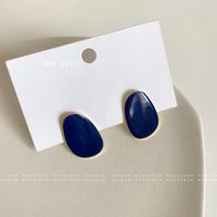 Fashion New Klein Blue Oval Oil Drop Elegance Alloy Earrings Women main image 1