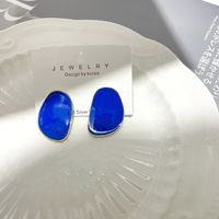 Fashion New Klein Blue Oval Oil Drop Elegance Alloy Earrings Women main image 4