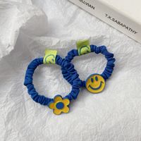 Klein Blue Hair Ring Cute Flower Ponytail Korean Smiley Head Rope main image 1