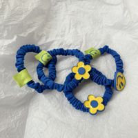 Klein Blue Hair Ring Cute Flower Ponytail Korean Smiley Head Rope main image 3