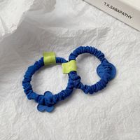 Klein Blue Hair Ring Cute Flower Ponytail Korean Smiley Head Rope main image 4