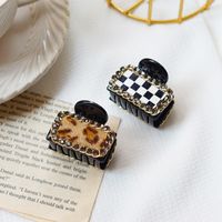 Korean Checkerboard Rhinestone Grasping Clip Fashion Leopard Hair Clip main image 1