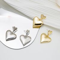 Simple Plain Three-dimensional Mirror Heart Alloy Drop Earrings Wholesale main image 1