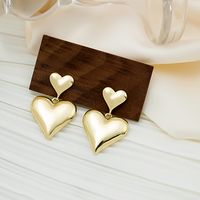 Simple Plain Three-dimensional Mirror Heart Alloy Drop Earrings Wholesale main image 3