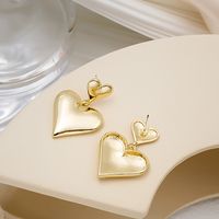 Simple Plain Three-dimensional Mirror Heart Alloy Drop Earrings Wholesale main image 4