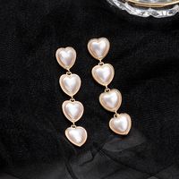 Fashion Long Heart Shaped Full Pearl Alloy Drop Earrings Wholesale main image 4