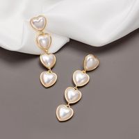 Fashion Long Heart Shaped Full Pearl Alloy Drop Earrings Wholesale main image 5