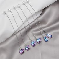 Vintage Crystal Tassel Heart Stars Flowers Shaped Long Drop Earrings Wholesale main image 1