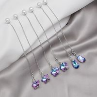 Vintage Crystal Tassel Heart Stars Flowers Shaped Long Drop Earrings Wholesale main image 2