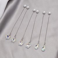 Vintage Crystal Tassel Heart Stars Flowers Shaped Long Drop Earrings Wholesale main image 3