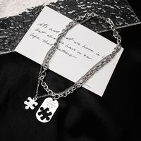 Hip-hop Hollow Chain Puzzle Double-layer Stainless Steel Necklace Wholesale main image 1