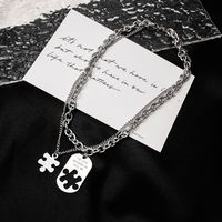 Hip-hop Hollow Chain Puzzle Double-layer Stainless Steel Necklace Wholesale main image 2