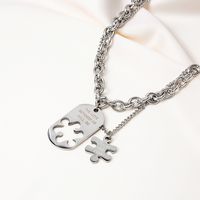 Hip-hop Hollow Chain Puzzle Double-layer Stainless Steel Necklace Wholesale main image 3