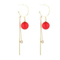 Fashion Inlaid Red Pearl Long Tassel Alloy Drop Earrings Wholesale main image 6
