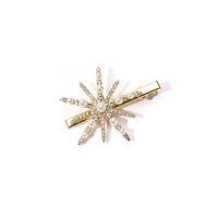 Fashion Pearl Snowflake Star Hairpin Six-pointed Star Rhinestone Edge Clip main image 6