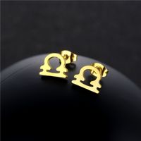 Libra Twelve Constellation Pendant Stainless Steel Necklace Earrings Set main image 4
