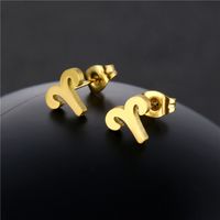 Twelve Constellation Aries Pendant Stainless Steel Necklace Earrings Set main image 5