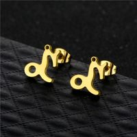 Twelve Constellation Capricorn Pendant Stainless Steel Necklace Earrings Set main image 4