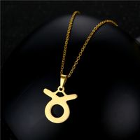 Twelve Constellation Taurus Clavicle Chain Stainless Steel Necklace Earrings Set main image 3