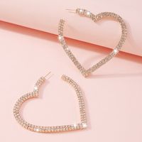 Fashion Full Diamond New Earrings Exaggerated Heart Earrings Wholesale main image 5