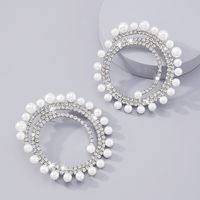 Fashion Diamond Round Earrings Exaggerated Imitation Pearl Earrings Female main image 5