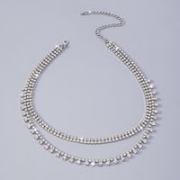 Simple Geometric Claw Chain Double-layer Inlaid Rhinestone Alloy Necklace main image 5
