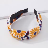 Vintage Jewelry Fabric Embroidery Sunflower Knotted Headband Wholesale main image 3