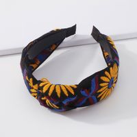 Vintage Jewelry Fabric Embroidery Sunflower Knotted Headband Wholesale main image 4