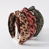 Vintage Leopard Print Hit Color Fabric Knotted Wide-brimmed Retro Headband main image 1