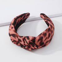 Vintage Leopard Print Hit Color Fabric Knotted Wide-brimmed Retro Headband main image 3