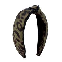Vintage Leopard Print Hit Color Fabric Knotted Wide-brimmed Retro Headband main image 6