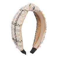 Jewelry Fabric Simple Inlaid Pearl Knot Contrast Color Plaid Headband main image 6
