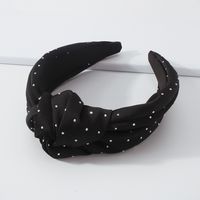 Simple Fabric Knotted Retro Solid Color Inlaid Rhinestone Hairband Wholesale main image 3