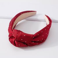 Simple Fabric Knotted Retro Solid Color Inlaid Rhinestone Hairband Wholesale main image 4