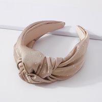 Simple Fabric Knotted Retro Solid Color Inlaid Rhinestone Hairband Wholesale main image 5